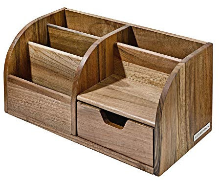 NATUREHOME Massivholz Tisch Organizer hält Ihren Schreibtisch tidy ? mehr Ordnung im Homeoffice und am Arbeitsplatz mit dem Designer Officebutler (Nussbaum-Holz)