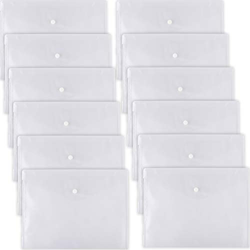 D.RECT 5530 12 Stück A4 | Dokumentenmappe mit Druckknopf | Dokumententasche Sammelmappe | Transparent