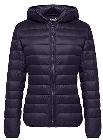 Wantdo Femme Veste en Duvet Manteau Matelassé à Capuche Léger Compressible Veste Coupe-Vent Isolée de Montagne à Capuche Mince Veste d'Extérieur Courte,Violet Foncé A,L