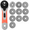 Roll schneider, 45 mm manueller Rotations-Stoffschneider DIY Craft Cutting Tool mit 10-teiligen Klingen zum Schneiden von Quilting-Stoff-Lederpapier(Rollschneider)