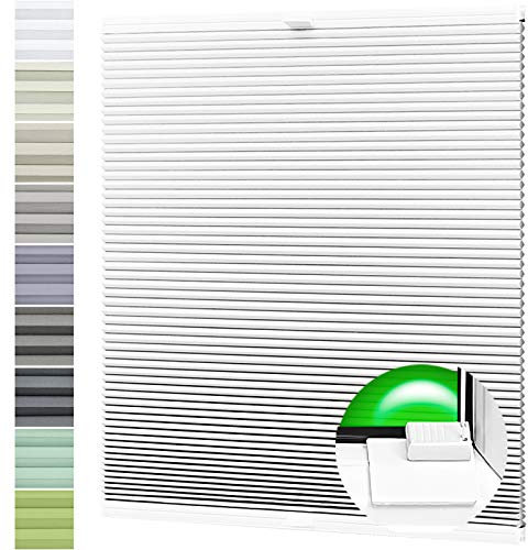 Wabenplissee Verdunklung Thermo Plissee Kleben Ohne Bohren Weiß Rückseite Weiß 100x220 cm