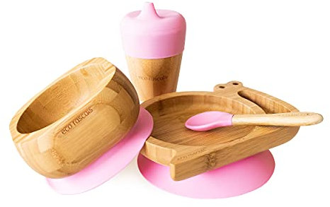 eco rascals 793591755748 Plato Infantil, Bambú, Rosa