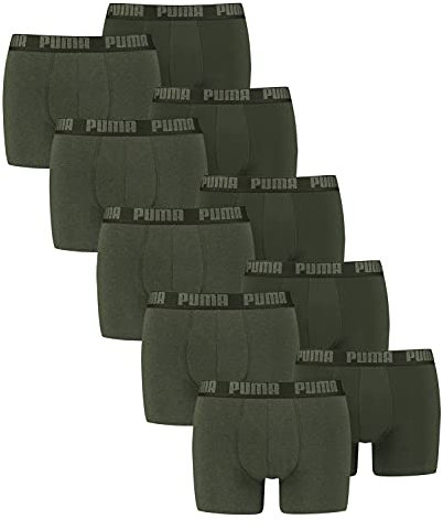 PUMA 10 er Pack Boxer Boxershorts Men Herren Unterhose Pant Unterwäsche, Farbe:038 - Green Melange, Bekleidungsgröße:XXL