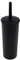 Casaphoria Compact Freestanding Plastic Toilet Bowl Brush and Holder for Bathroom Storage and Organization - Space Saving, Sturdy, Deep Cleaning, Covered Brush - Black