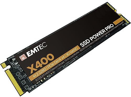 Emtec ECSSD2TX400 – Interne SSD – M.2 2280 NVMe – PCIe Gen4x4 – X400 Power Pro Kollektion – 2TB, 2TB – 3D NAND – ideal für Gaming, Videospiele, Intensive Arbeitsladung.