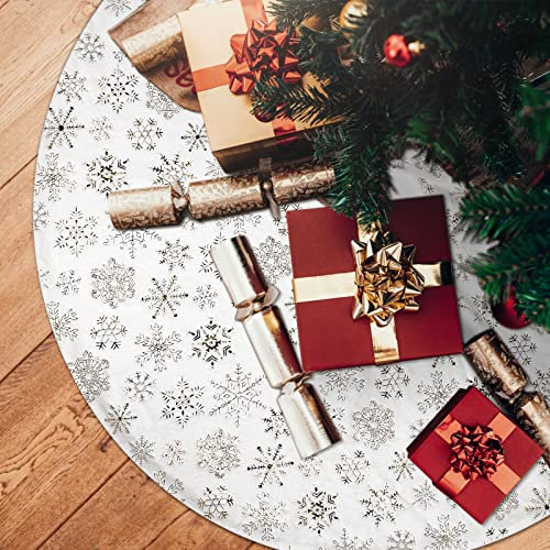 Dawdix Coperta per albero di Natale 120 cm Gonna per Albero di Natale in peluche colore bianco tappeto albero di natale decorazione natalizia Christmas Tree Skirt