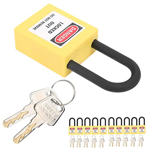 10sets Lockout Tagout Safety Candlock Conjuntos De Candados, Bloqueo De Candado De Nylon De Bloqueo De 38mm De Ancho Con Llave, Candados De Seguridad Para Bloquear Estaciones Dispositivos,(amarillo)