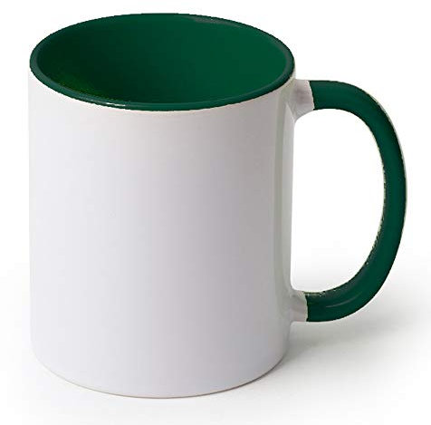 Tazas de cerámica con Interior y asa de Color Calidad (A) | Ideales para ser Impresas Mediante la sublimación | Material de Calidad (A) | Color Verde Oscuro