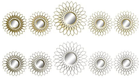 DKD Home Decor Wandspiegel-Set aus Champagner, goldenes Polypropylen, 2 Stück, 35 x 2 x 35 cm, Referenz: S3019154