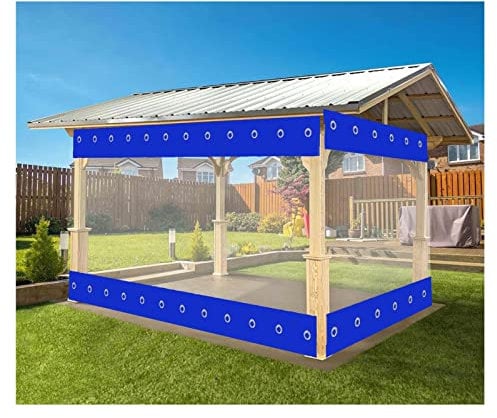 AFGZQ PVC-Material Outdoor Vorhang Wetterfest mit Ösen Oben und Unten, wasserdichte Transparent Outdoor Gardine für Garten Terrasse Pavillon Veranda Balkon Color : Black, Size : 4x2.4m/13.12x7.87ft