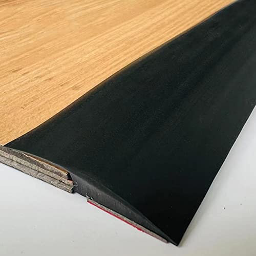 LAIDEPA PVC Vinylboden Türschwellenleiste, Kantenschutz-Übergangsleiste, Bodentrennleiste für Tür, passend für 5 mm Schwellenneigung,Schwarz,4m