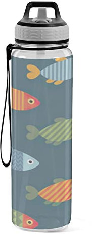 linqin Fish Icons Herren Fußball Wasserflasche für Damen Jungen Mädchen Herren Wasserflasche