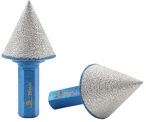 Lote de 2 brocas diamantadas truncadas de 25 mm – Brocas cónicas diamantadas de BRSCHNITT para ampliación, pulido de agujeros de exposición para mármol, porcelana, azulejo de granito