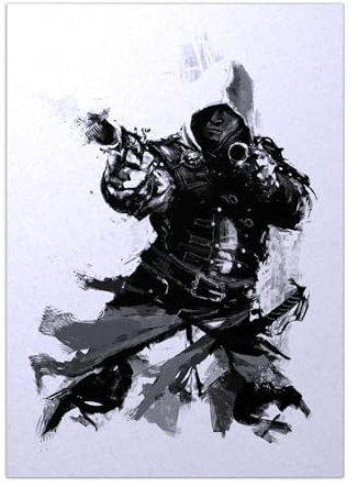 Displate Offiziell Assassin's Creed MetallPoster Magnetische Befestigung Inklusive Lizenziert Bilder Hochwertiges PosterAC Legacy Posters - Edward Black Flag 45 cm x 32 cm