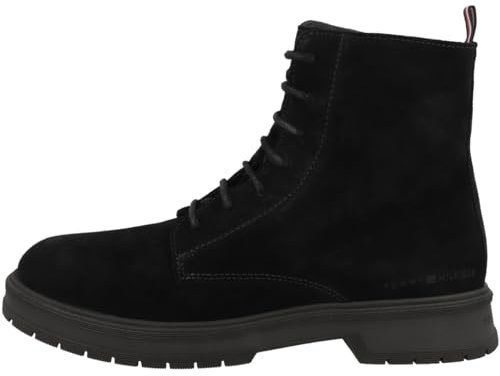 Tommy Hilfiger Stivali stringati da uomo Core Suede, Black Fm0fm04674bds, 46 EU