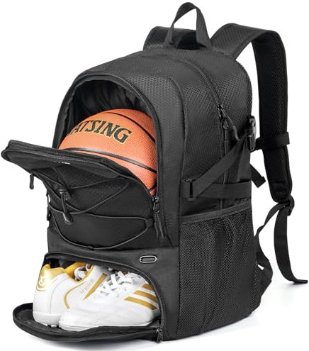 GRANDUP Basketball-Rucksack mit Ball- und Schuhfach, passend für Sportgeräte wie Volleyball, Fußball, Schwimmen, Fitnessstudio, Reisen und Schule, große Kapazität