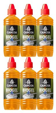 OAXYS Gel de Bioalcochol Carcoa - Especial para Fondue, Grills de Mesa, Wok y Encendido de Chimeneas. Sin Olor. 500 ml. (Pack de 6)