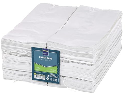 METRO Professional 1000 Papierfaltenbeutel, Cellulose, gefŠdelt 28 cm x 13 cm x 7 cm Weiss FŸllinh