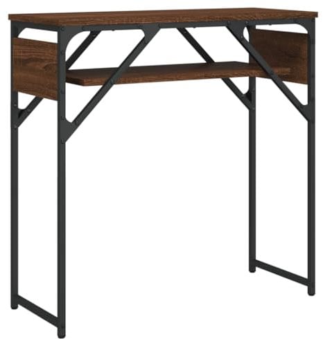 vidaXL Konsolentisch, Beistelltisch mit verstellbaren Beinen, Couchtisch Tisch mit Ablage, Sofatisch Flurtisch Eingangstisch, Braun Eichen-Optik