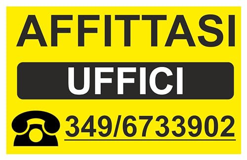 GLOBAL CARTELLO SEGNALETICO - AFFITTASI UFFICI - Adesivo Extra Resistente, Pannello in Forex, Pannello In Alluminio (30X42 CM, Plastica)