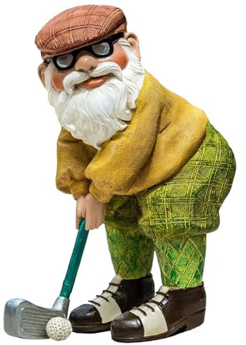 1PC Garden Gnomes 4.7x2.4 Inch Playing Golf Funny Gnome Resin Funny Golf Gnome Statue Novelty Gnome Ornaments for Pation Yard Lawn Indoor Tabletop Home Decor, Garden Gift
