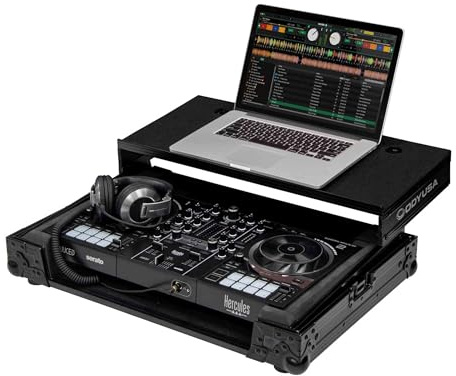 ODYSSEY Hercules DJControl Inpulse 500 Black Label Flight Case mit Glide Style Laptop-Plattform
