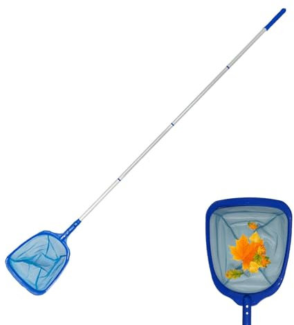 Rurunklee Kescher mit Teleskopstange – Feinmaschig – 195cm – Poolreinigung – Wasserpflege – Für Schwimmbad, Pool, Planschbecken, Teich - Kescher für Pool