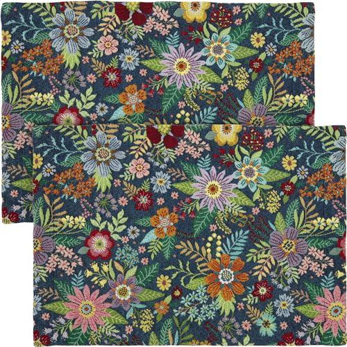Erwin Müller Tischset Blumen 2er-Pack Jacquard blau-bunt Größe 35x50 cm
