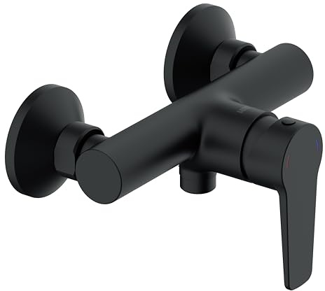 Lenz Brausearmatur MOLA in Schwarz-matt – Mit langlebiger Keramikkartusche | Moderne Duscharmatur, Anti-Fingerabdruck Oberfläche, Hochwertige Markenmischdüse, Standard Brauseanschluss Typ 1/2, 46030251