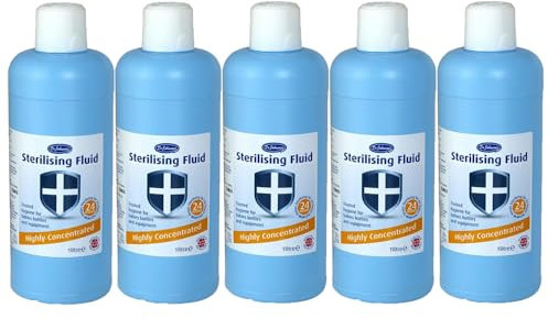 Dr Johnsons Highly Concentrated Sterilising Fluid 1L Pack of 5 Multipurpose Household Baby Bottles Industrial Surface Desinfectant with Welari Thank You Card | (5pack) (5litre)