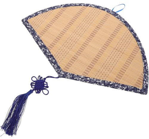 SEWACC Decoración De Pared Forma De Ventilador Accesorio Colgante De Mano con Azules para Feng Shui Oriental y Rústico