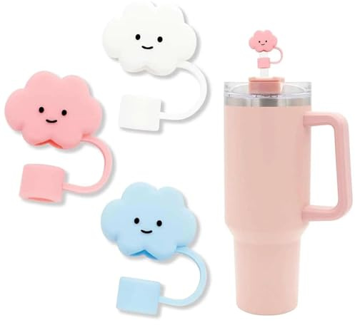 Aczyqws 3 pcs Silicone Straw Covers for Stanley Tumblers Straw Toppers - Cute Cap Accessories Compatible with 30 & 40oz Cups,Stanley Cup Stopper,Stanley Cup Straw Cover
