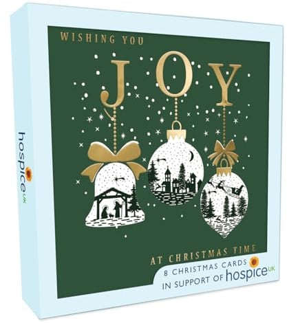 Box of 8 Christmas Bauble Joy Hospice UK Charity Christmas Cards XSA003