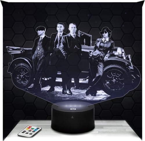 Lampephoto.fr - Lampe P. Blinders Family 3D Touch Nachtlicht Kino-Fan | Made in France, Sockel & Größe wählbar, dimmbar, Batterie/USB, HD-Lasergravur, Geschenk für Sie & Ihn