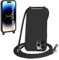 SLWYF Compatible with iPhone 14 Pro Max Crossbody Lanyard Case, Liquid Silicone Protective Phone Case with Strap Adjustable Neck Cord Necklace Soft Cover for iPhone 14 Pro Max, Black