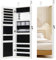 RELAX4LIFE Jewellery Cabinet, Wall/Door Mounted Cosmetics Makeup Jewelry Armoire with Full Length Mirror & Interior Makeup Mirror, Lockable Mirrored Jewellery Storage Organizer (White)
