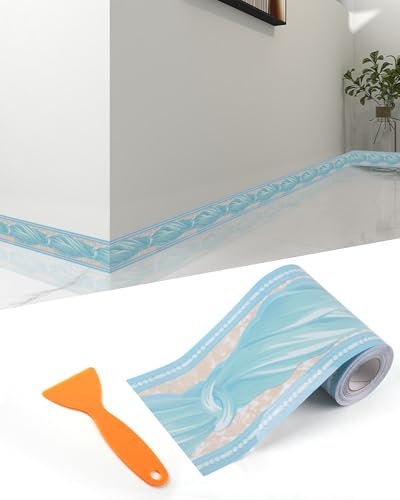 FBBULES PVC Bordüre Selbstklebend Tapetenbordüre Wandtatoo Natürlicher Stil für Küche Badezimmer Wandaufkleber für Decken Boden Wand Dekoration