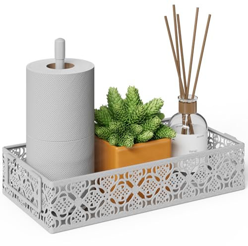 Toilet Tank Paper Storage Basket: Basket Decor Box with Magnetic Toilet Roll Holder for Bathroom Bedroom (White)