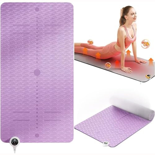 Beheizte Yogamatte, Winter-Yoga-Trainingsmatte mit einstellbarer Temperatur von 0–60 °C und 12-Stunden-Timer, 6 mm elektrisch beheizte, rutschfeste Yoga-Trainingsmatte für Yoga, Pilates und Übungen
