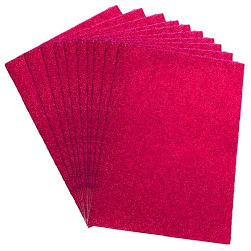 Fogli in schiuma glitterata, formato A4, colore rosa caldo, lucidi, facili da tagliare, per realizzare biglietti, decorazioni, scrapbooking, confezione da 5