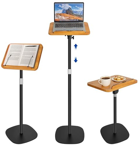 OUUTMEE Support de Lecture en Métal, 26,5 x 39 x 130 CM, Noir | Réglable en Hauteur de 60-130cm, Pliable, Stable, Bureau Portable Pour Ordinateur Portable, Tablette et Livres