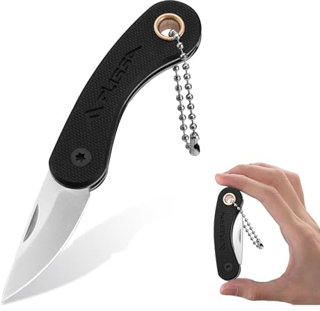 FLISSA Mini Taschenmesser, Kleines Klappmesser mit Edelstahl Klinge | CNC-geschliffen, Schlüsselanhänger Messer ohne Verriegelung, EDC Messer mit G10-Griff für Alltag & Outdoor