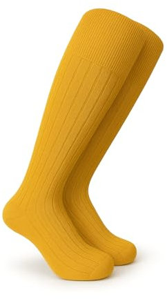 Calze Uomo Filo di Scozia Lunghe Colorate Eleganti Cotone 100% – Made in Italy – Traspiranti Estive – Giallo Arancio Verde (IT, Numero, 43, 46, Regular, Regular, Giallo Imperiale (1Paio))