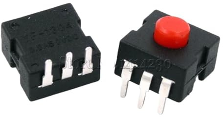 10 piezas 1212-223DB 12 * 12 mm Pie flexible 3 pines Botón rojo LED Interruptor de linterna ON-OFF-ON-OFF
