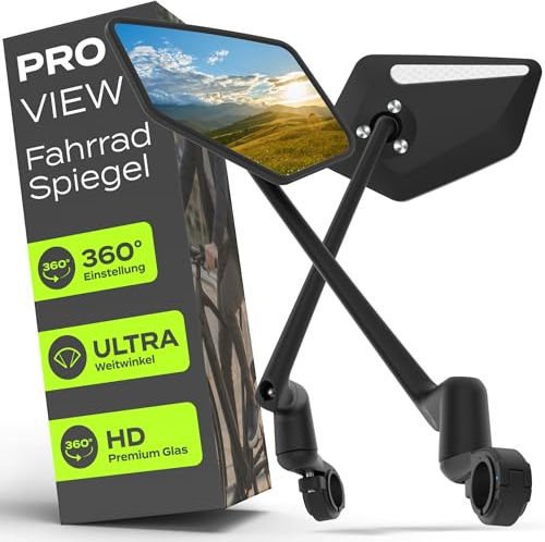 IMPACT® Fahrradspiegel für E-Bike links – Rückspiegel Fahrrad mit 360° Kugelgelenk & Aluminium-Halterung, klarer Fahrrad Spiegel für maximale Sicherheit im Straßenverkehr