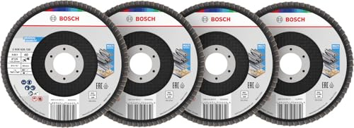 Bosch 60x X451 Flap Disc Set | for Steel, Aluminium, Grit 40, 60, 80, 120, Professional Accessory Large Angle Grinder