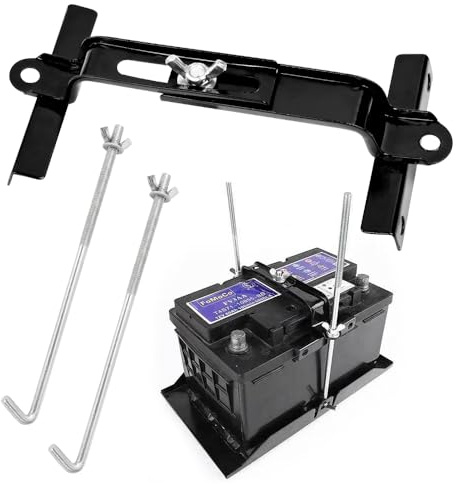 Vunanvu Einstellbar Batterie Runter Halten Batteriehalter 23 cm / 9 Zoll Batterie Halter Halterung Auto Camper Batterie Befestigung Wohnwagen Verstellbar Batteriequerträger mit Bolzen für SUV Autos