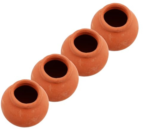 HONMEET 4PCS Miniature Clay Pots for Dollhouse Garden DIY Miniature Ceramic Planters Terracotta Plant Pots for Mini Doll House Scene Decoration and Craft Projects