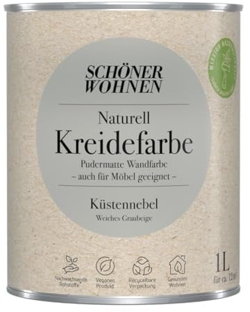 1L Schöner Wohnen Naturell Kreidefarbe Küstennebel, Weiches Graubeige