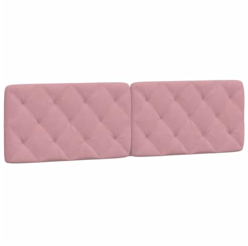 Foknhdi Kopfteil-Kissen Rosa 180 cm Samt Rauten-Heftung für 180 cm Bett | Modernes bequemes Rückenkissen mit Wandbefestigung & Klett für LED | Schlafzimmer Wandpolster Piran Serie